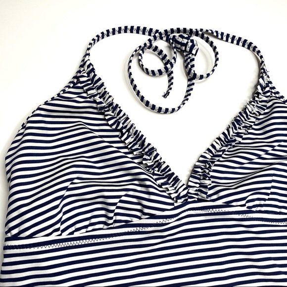 Lands’ End Navy White Striped Ruffled Bikini Set - Picture 12 of 16